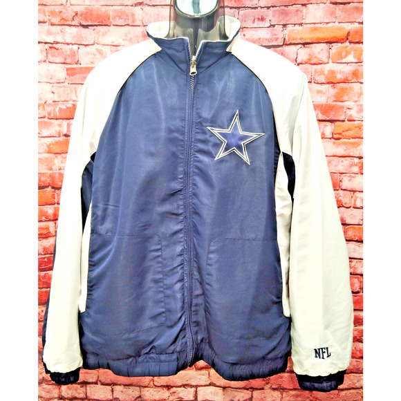 Dallas Cowboys Reversible Coat Mens Large Navy White NFL Football Sports8 - Picture 2 of 12